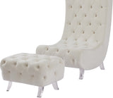 Crescent Contemporary Ottoman - Chic Velvet Seating with Deep Button Tufting and Acrylic Legs