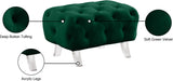 Crescent Contemporary Ottoman - Chic Velvet Seating with Deep Button Tufting and Acrylic Legs