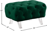 Crescent Contemporary Ottoman - Chic Velvet Seating with Deep Button Tufting and Acrylic Legs