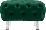 Crescent Contemporary Ottoman - Chic Velvet Seating with Deep Button Tufting and Acrylic Legs