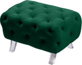 Crescent Contemporary Ottoman - Chic Velvet Seating with Deep Button Tufting and Acrylic Legs