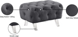 Crescent Contemporary Ottoman - Chic Velvet Seating with Deep Button Tufting and Acrylic Legs