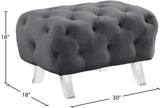 Crescent Contemporary Ottoman - Chic Velvet Seating with Deep Button Tufting and Acrylic Legs