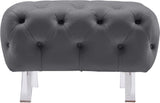 Crescent Contemporary Ottoman - Chic Velvet Seating with Deep Button Tufting and Acrylic Legs