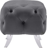 Crescent Contemporary Ottoman - Chic Velvet Seating with Deep Button Tufting and Acrylic Legs