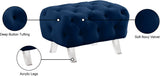 Crescent Contemporary Ottoman - Chic Velvet Seating with Deep Button Tufting and Acrylic Legs