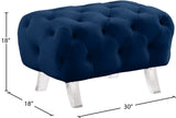 Crescent Contemporary Ottoman - Chic Velvet Seating with Deep Button Tufting and Acrylic Legs