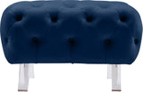 Crescent Contemporary Ottoman - Chic Velvet Seating with Deep Button Tufting and Acrylic Legs