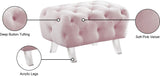 Crescent Contemporary Ottoman - Chic Velvet Seating with Deep Button Tufting and Acrylic Legs