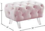 Crescent Contemporary Ottoman - Chic Velvet Seating with Deep Button Tufting and Acrylic Legs