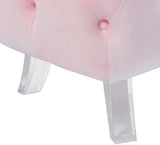 Crescent Contemporary Ottoman - Chic Velvet Seating with Deep Button Tufting and Acrylic Legs