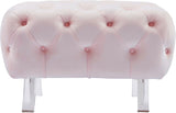 Crescent Contemporary Ottoman - Chic Velvet Seating with Deep Button Tufting and Acrylic Legs