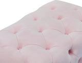 Crescent Contemporary Ottoman - Chic Velvet Seating with Deep Button Tufting and Acrylic Legs