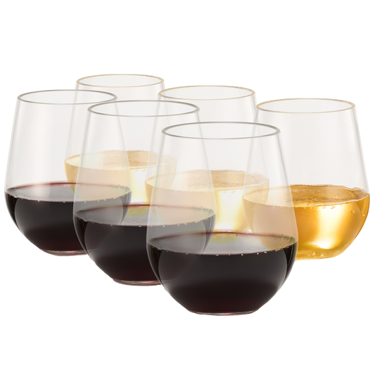 European Style Unbreakable Elegant Acrylic Stemless Wine Glasses 15 oz | Set of 6
