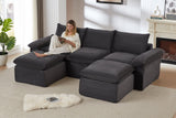 DERVAL 111" 3-Seater Sofa with 2 Ottomans