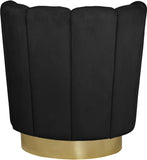 Lily Contemporary Accent Chair with Elegant Curved Design and Gold Steel Swivel Base for Style