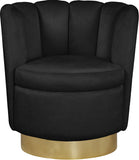 Lily Contemporary Accent Chair with Elegant Curved Design and Gold Steel Swivel Base for Style