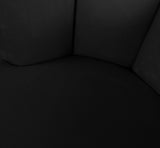 Lily Contemporary Accent Chair with Elegant Curved Design and Gold Steel Swivel Base for Style