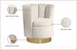 Lily Contemporary Accent Chair with Elegant Curved Design and Gold Steel Swivel Base for Style