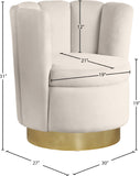 Lily Contemporary Accent Chair with Elegant Curved Design and Gold Steel Swivel Base for Style