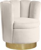 Lily Contemporary Accent Chair with Elegant Curved Design and Gold Steel Swivel Base for Style