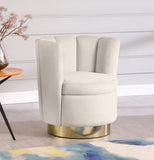 Lily Contemporary Accent Chair with Elegant Curved Design and Gold Steel Swivel Base for Style