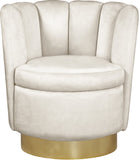 Lily Contemporary Accent Chair with Elegant Curved Design and Gold Steel Swivel Base for Style