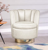 Lily Contemporary Accent Chair with Elegant Curved Design and Gold Steel Swivel Base for Style