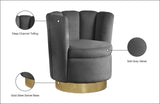 Lily Contemporary Accent Chair with Elegant Curved Design and Gold Steel Swivel Base for Style