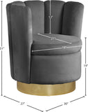 Lily Contemporary Accent Chair with Elegant Curved Design and Gold Steel Swivel Base for Style