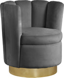 Lily Contemporary Accent Chair with Elegant Curved Design and Gold Steel Swivel Base for Style