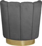 Lily Contemporary Accent Chair with Elegant Curved Design and Gold Steel Swivel Base for Style