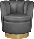 Lily Contemporary Accent Chair with Elegant Curved Design and Gold Steel Swivel Base for Style