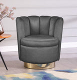 Lily Contemporary Accent Chair with Elegant Curved Design and Gold Steel Swivel Base for Style