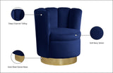 Lily Contemporary Accent Chair with Elegant Curved Design and Gold Steel Swivel Base for Style