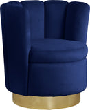 Lily Contemporary Accent Chair with Elegant Curved Design and Gold Steel Swivel Base for Style