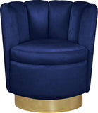 Lily Contemporary Accent Chair with Elegant Curved Design and Gold Steel Swivel Base for Style