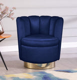 Lily Contemporary Accent Chair with Elegant Curved Design and Gold Steel Swivel Base for Style