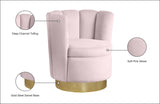 Lily Contemporary Accent Chair with Elegant Curved Design and Gold Steel Swivel Base for Style