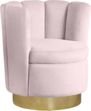Lily Contemporary Accent Chair with Elegant Curved Design and Gold Steel Swivel Base for Style