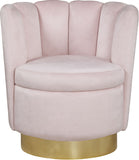 Lily Contemporary Accent Chair with Elegant Curved Design and Gold Steel Swivel Base for Style