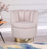 Lily Contemporary Accent Chair with Elegant Curved Design and Gold Steel Swivel Base for Style
