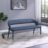Destiny Contemporary Faux Leather Bench with Gold Tipped Legs for Stylish Extra Seating Space