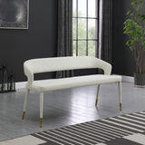 Destiny Contemporary Faux Leather Bench with Gold Tipped Legs for Stylish Extra Seating Space