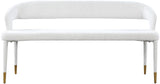 Destiny Cream Boucle Upholstered Bench with Gold Tipped Legs - Stylish Contemporary Seating Option