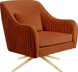 Paloma Cognac Velvet Accent Chair with Gold Swivel Base - Plush Comfort for Modern Living Spaces
