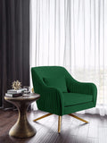 Paloma Cognac Velvet Accent Chair with Gold Swivel Base - Plush Comfort for Modern Living Spaces
