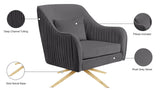 Paloma Cognac Velvet Accent Chair with Gold Swivel Base - Plush Comfort for Modern Living Spaces