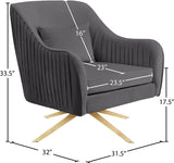 Paloma Cognac Velvet Accent Chair with Gold Swivel Base - Plush Comfort for Modern Living Spaces