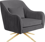 Paloma Cognac Velvet Accent Chair with Gold Swivel Base - Plush Comfort for Modern Living Spaces